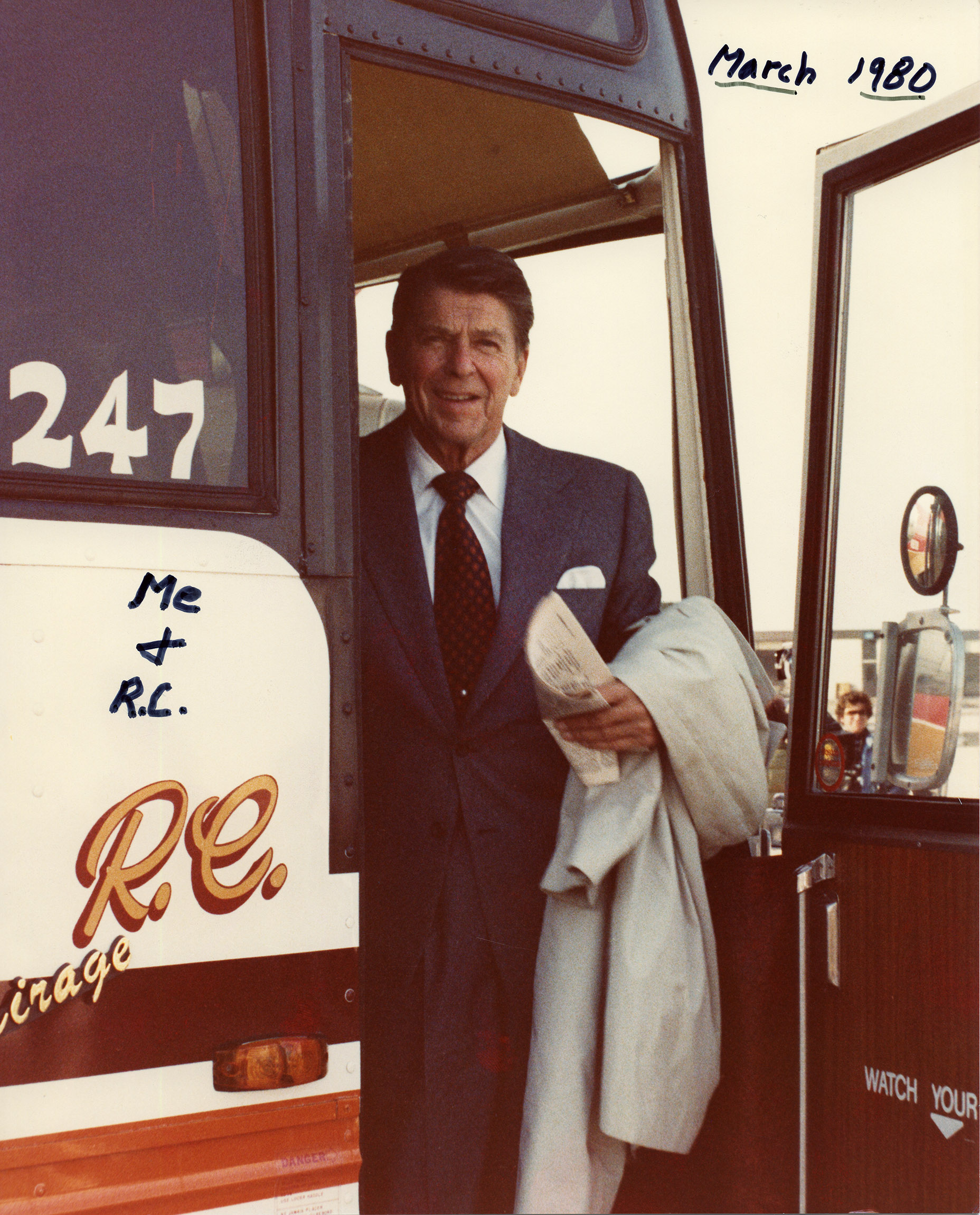 Ronald Reagan campaigning on bus