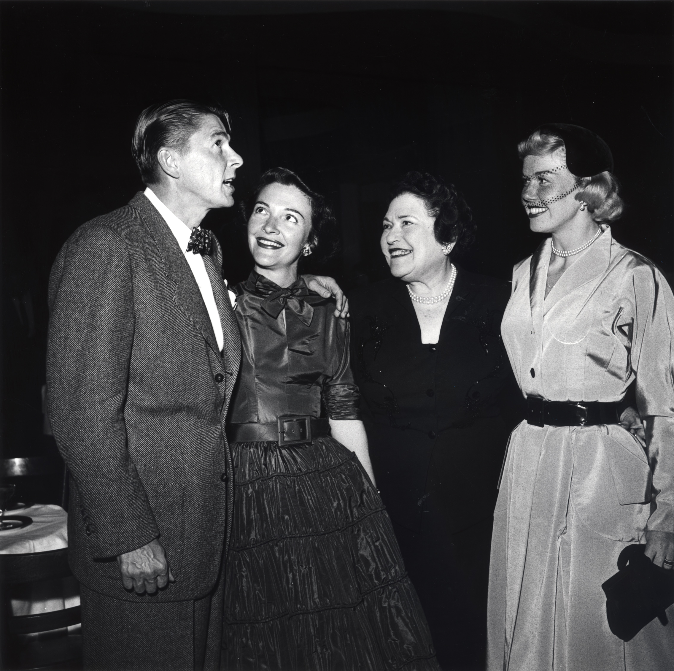 Ronald Reagan and Nancy Reagan with Louella Parsons and Doris Day