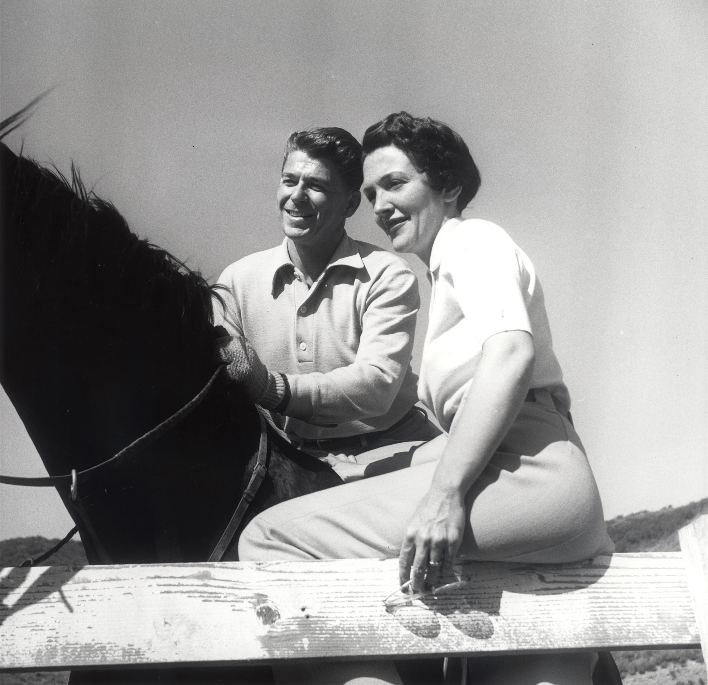 Ronald Reagan jumping his horse at Malibu Canyon Ranch