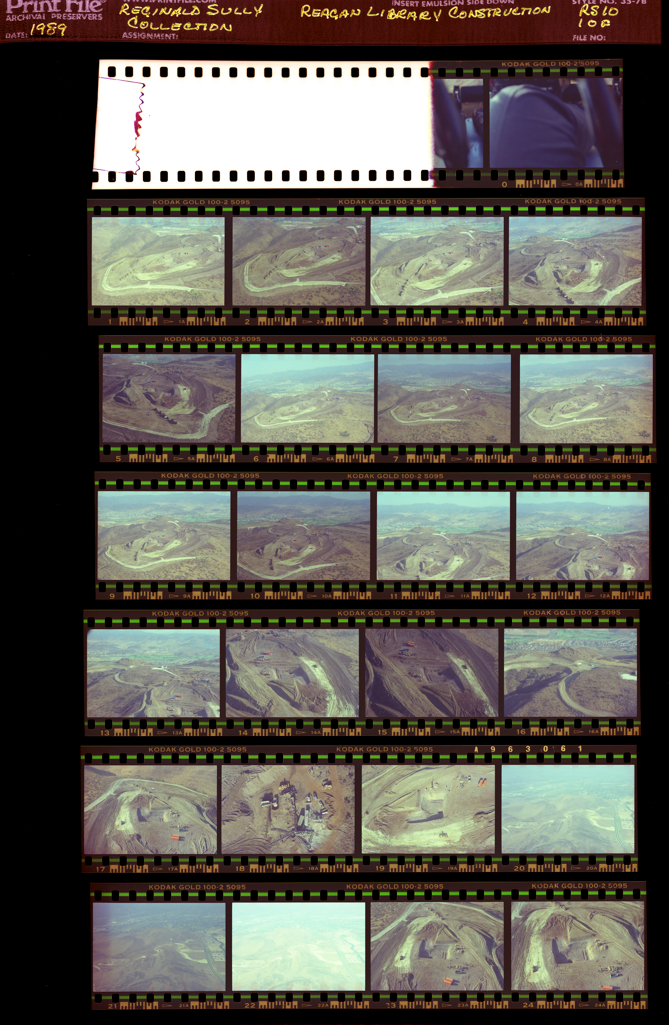Construction of Reagan Presidential Library, aerial photos, road building
