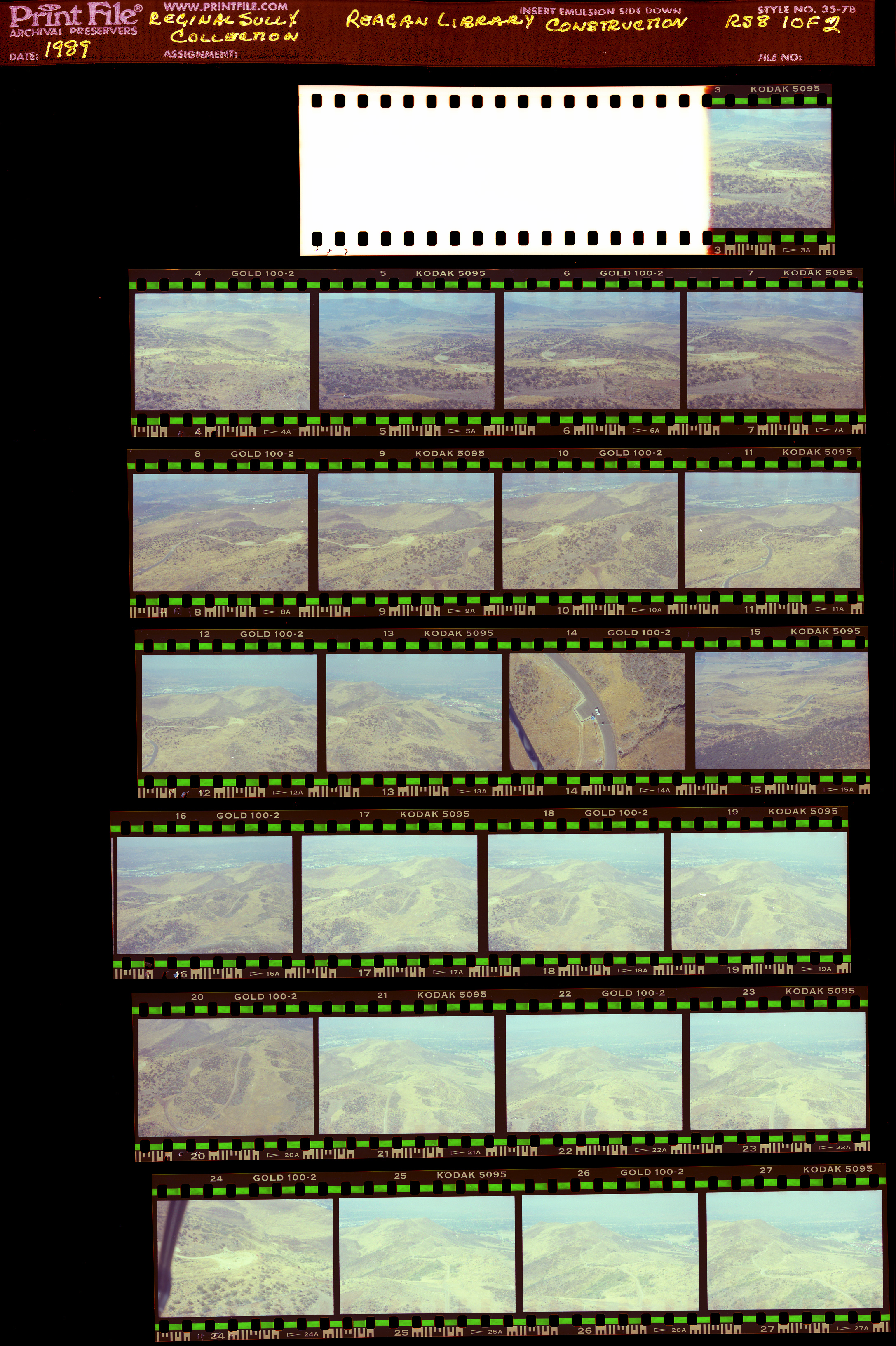 Construction of Reagan Presidential Library, aerial photos before construction
