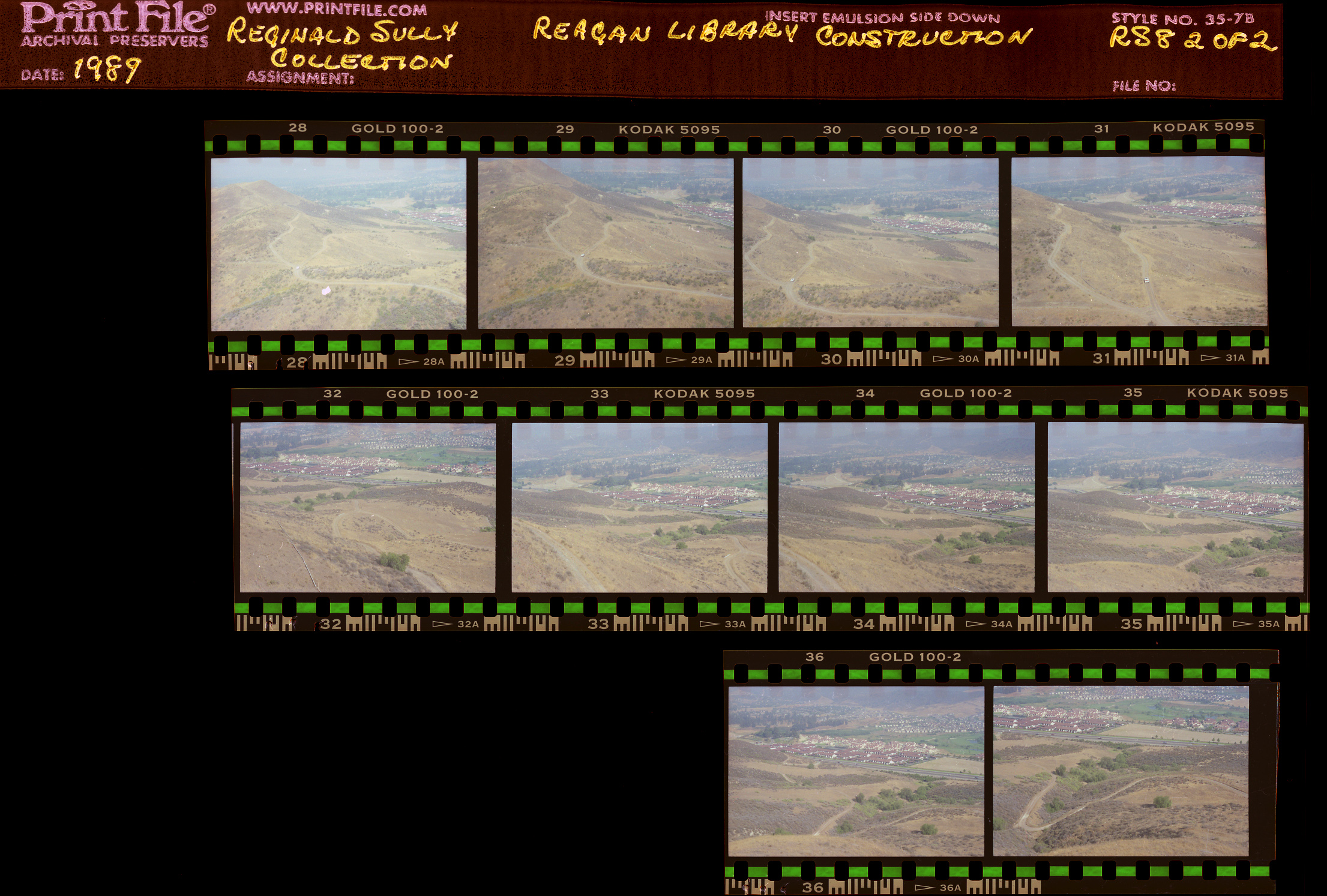 Construction of Reagan Presidential Library, aerial photos before construction