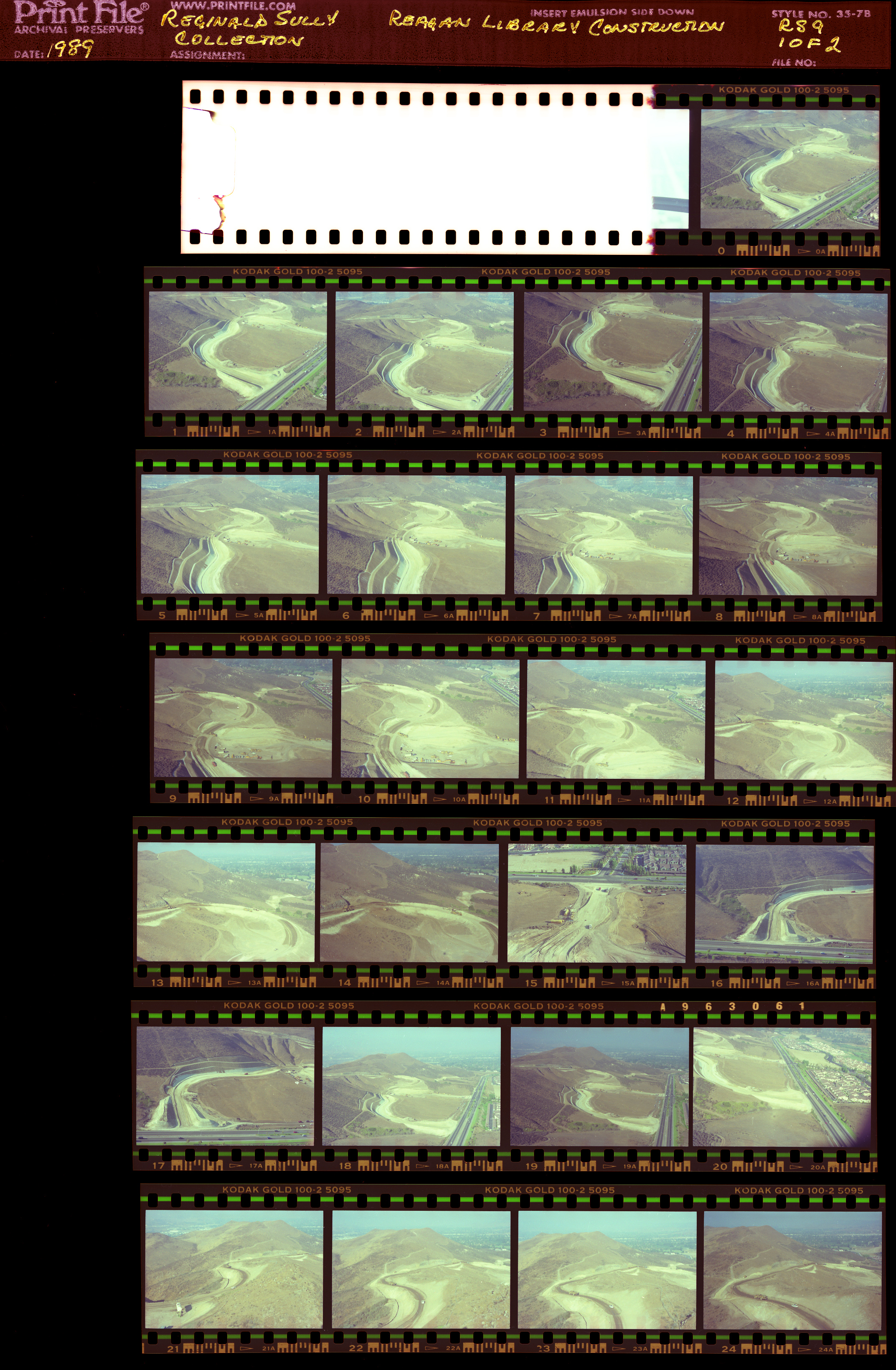 Construction of Reagan Presidential Library, aerial photos, road building, Madera Road