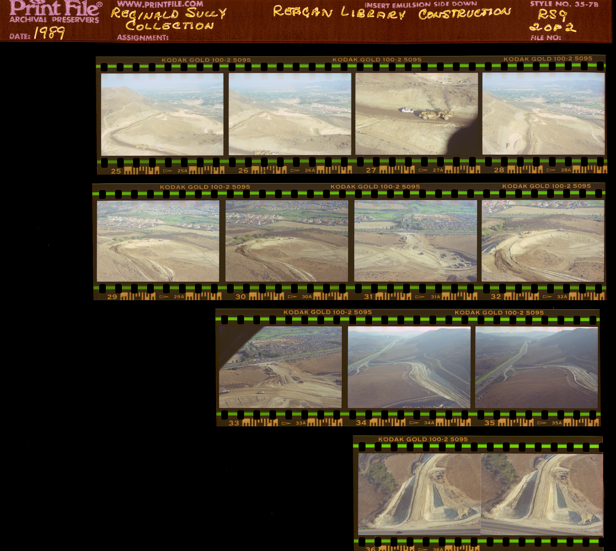 Construction of Reagan Presidential Library, aerial photos, road building, Madera Road
