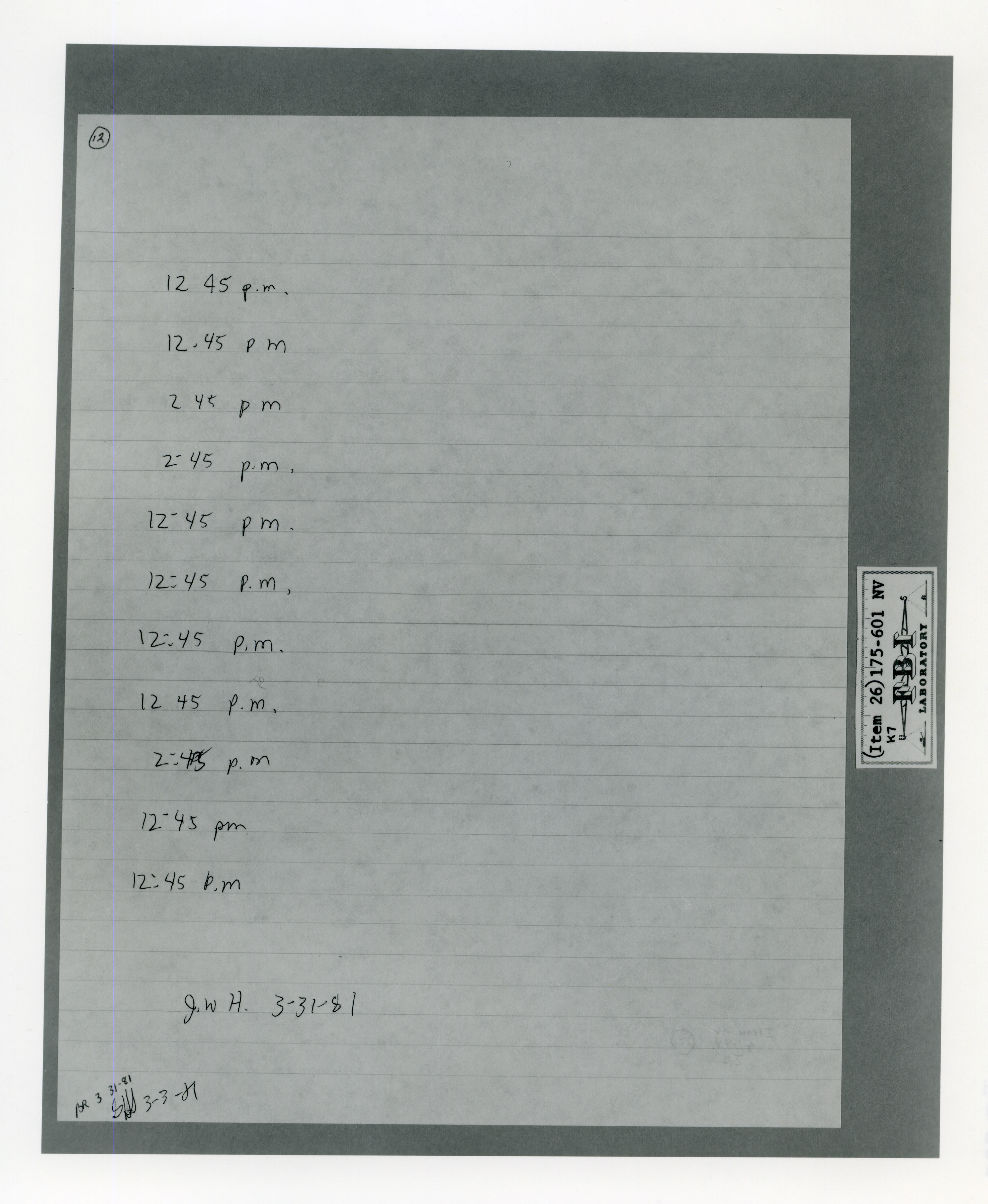 Hinckley's handwriting