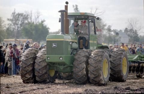 President Reagan driving a John Deere tractor on Werries Family Farm in Chapin Illinois