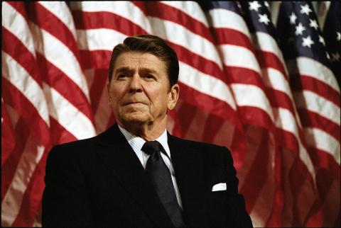 President Reagan speaking at a Rally for Senator Durenberger in Minneapolis, Minnesota