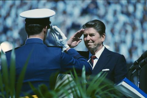 5-30-1984 President Reagan attending the commencement exercises for the 1984 graduating class of the United States Air Force Academy
