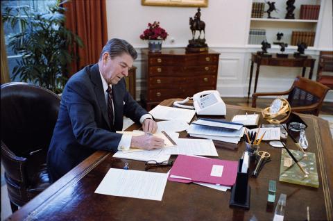 President writing speech