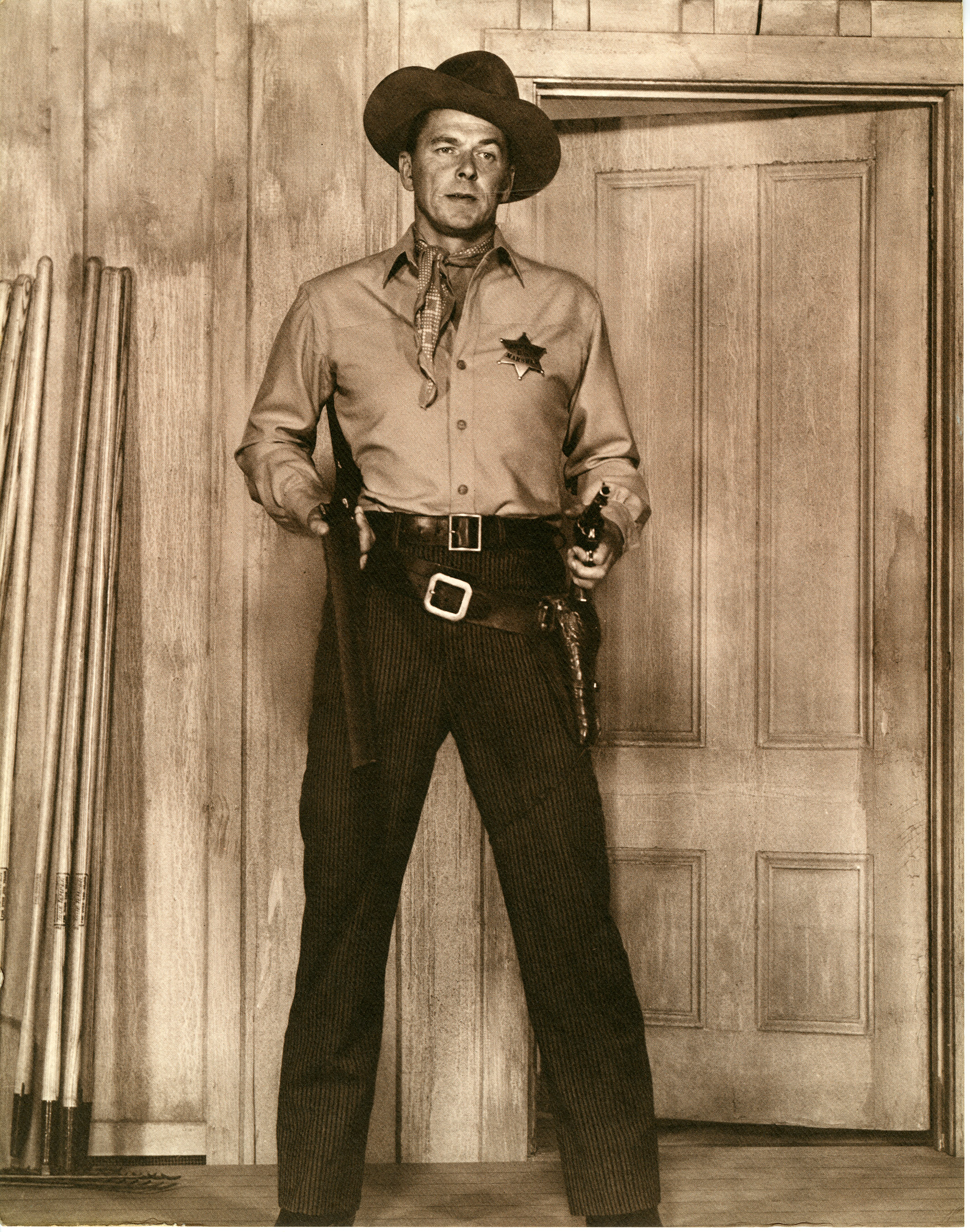 Ronald Reagan standing with guns U.S. Marshall “Law and Order” movie still?
