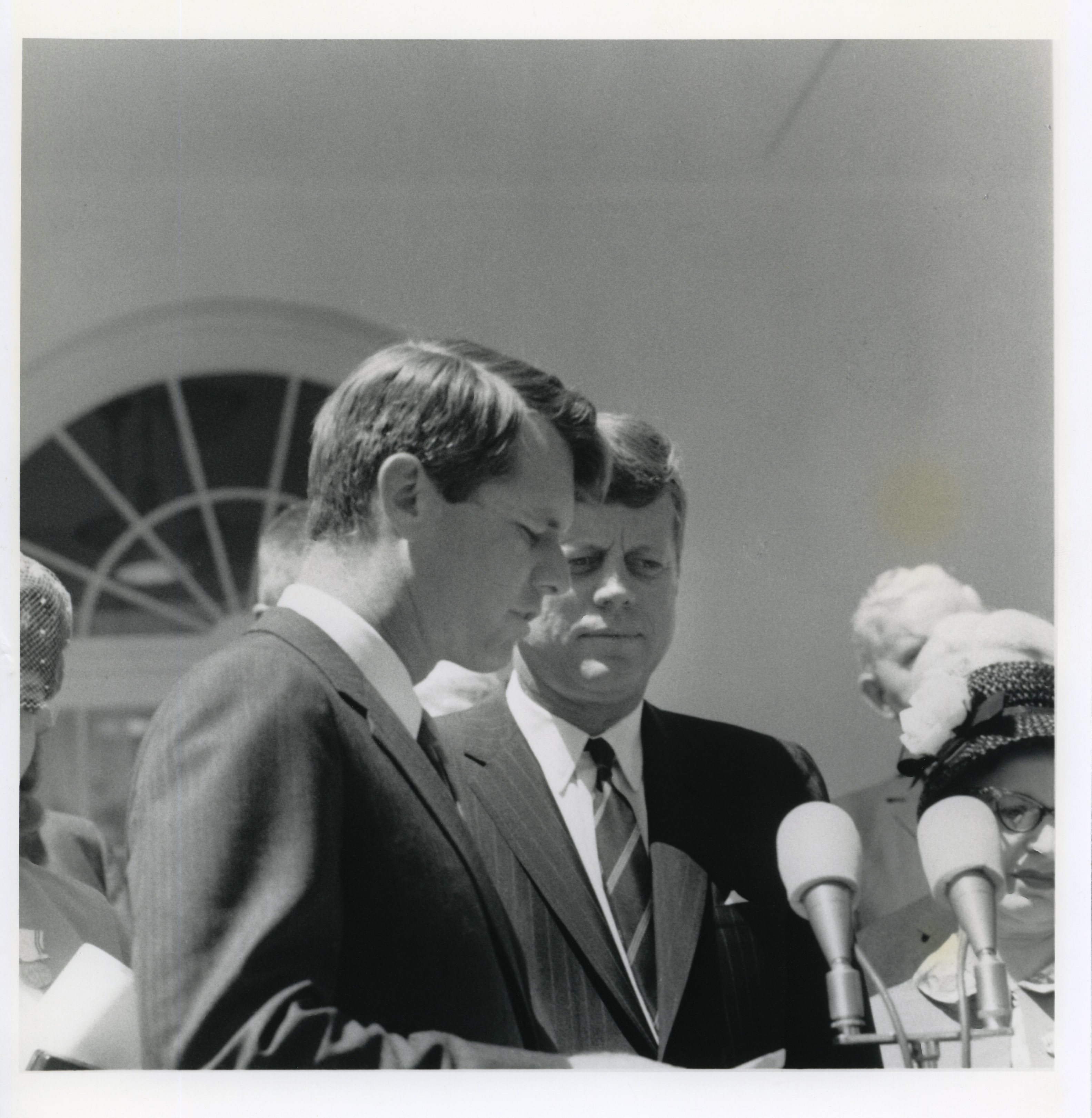 President Kennedy and Robert F. Kennedy at the White House (B&amp;W) (NLK Photo)