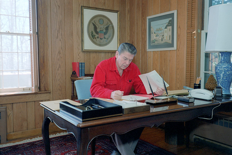 Image result for reagan writing on his desk images