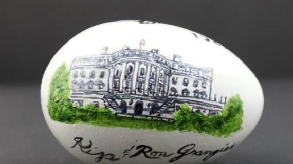 Hand Painted Wooden Easter Egg gifted by Kip Grangier in 1987.