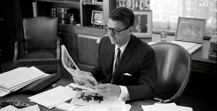 Governor Reagan at desk