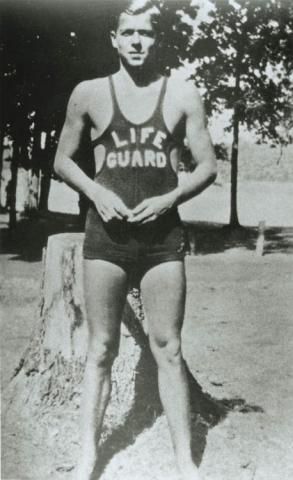 H10, Ronald Reagan as a lifeguard in Lowell Park, Illinois. 1927.