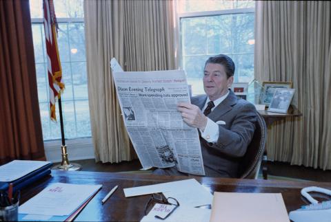 reading newspaper