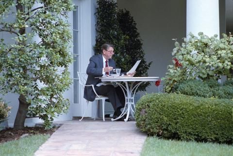 President eating lunch alone