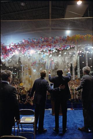 President at a campaign rally