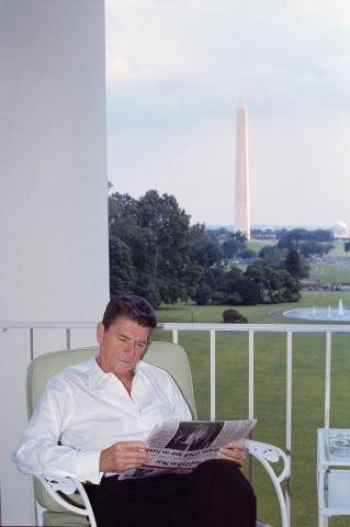 reading newspaper