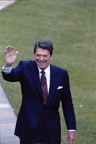 President Reagan waving
