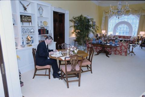 President eating alone