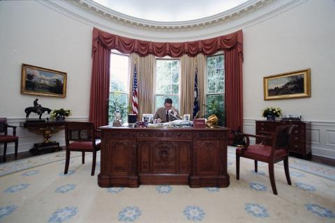 President on the telephone in oval office