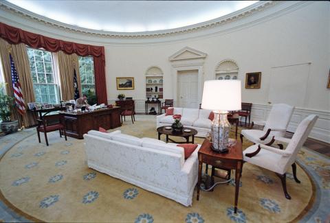 President on the telephone in oval office