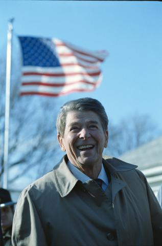 President with flag