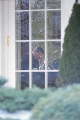 President working at desk