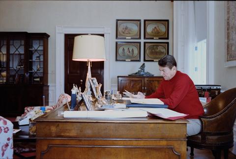 President working alone in the residence