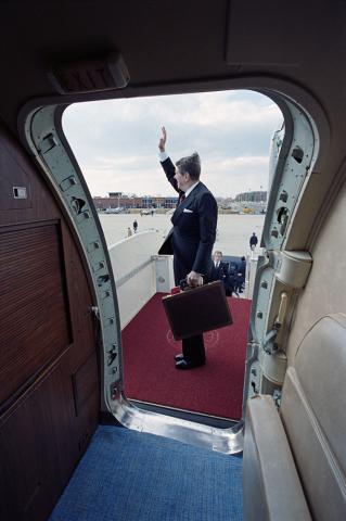 waving from Air Force One
