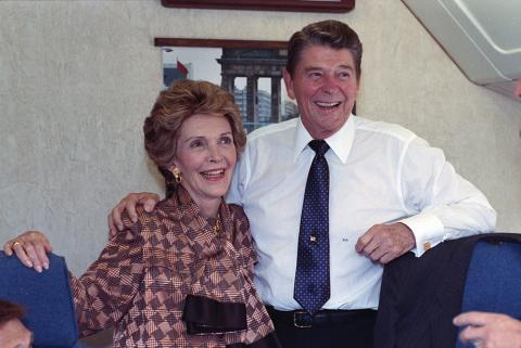 Reagans aboard Air Force One