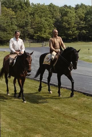 President Reagan and President Portillo horseback riding