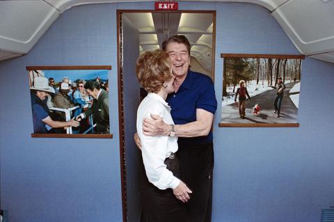 Hugging on Air Force One
