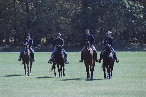 Reagan family horseback riding at Camp David