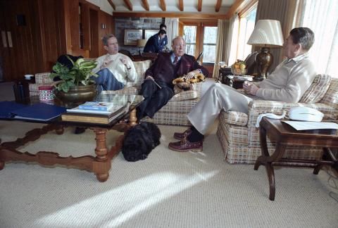 President writing a speech at Camp David