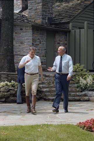President Reagan with George Shultz at Camp David