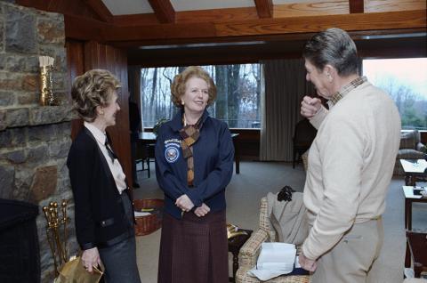 PM Thatcher visit to Camp David with President and Nancy Reagan