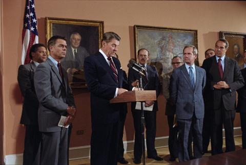 Ceremony with members of Congress to announce additional aide to famine victims in Africa