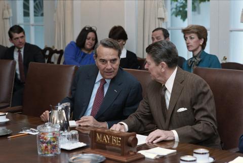 President and Bob Dole at a Republican Congressional leadership Meeting