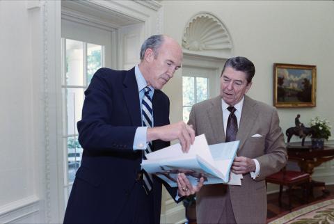 Accepting gift from Alan Simpson