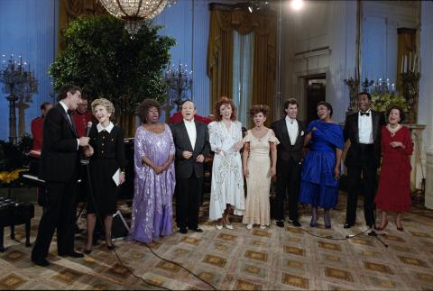 In Performance at the White House, "Tribute to American Music" Marvin Hamlisch, Kitty Carlisle, Sarah Vaughn, Manhattan Transfer, George Merritt, Priscilla Baskerville