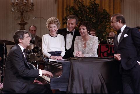 entertainers Vic Damone, Liza Minnelli, Bobby Short, Marvin Hamlisch performing for PBS In Performance at the White House series "A Tribute to American Music"