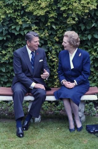 Photo opportunity with Prime Minister Margaret Thatcher of United Kingdom in Venice, Italy