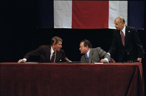 President with Luis Alberto Monge Alvarez signing of the United States/Costa Rica Extradition Treaty at the National Theater