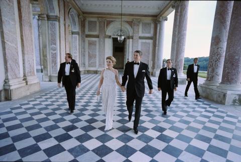 President Reagan, Nancy Reagan at Grand Trianon Palace Versailles, France