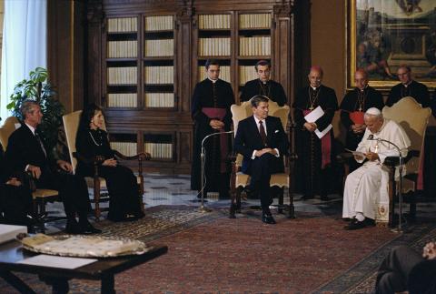 President meeting with Pope John Paul II during visit to the Vatican