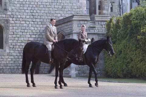 Horseback riding with Queen Elizabeth II during visit to Windsor Castle
