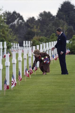 40th Anniversary of D-Day landings, The Reagans visit to graves of Ann Allman's brother and General Theodore Roosevelt Jr.