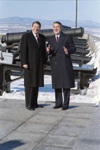 Trip to Canada, President Reagan, Brian Mulroney Photo Op. at the Citadel Quebec City